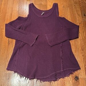 Free People purple knit cold shoulder sweater oversized medium